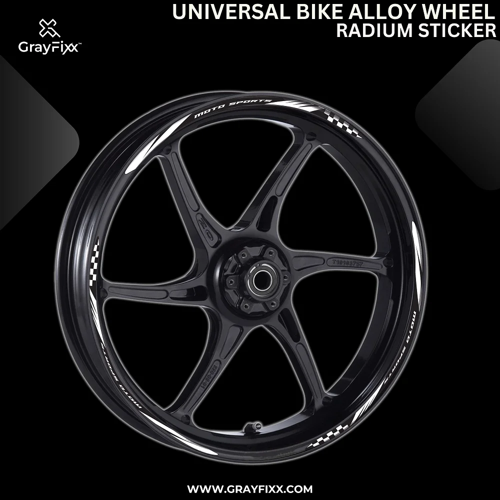 Alloy Wheel Radium Sticker For Universal Bike | Printed In Premium Radium With FPF(Fade Protection Film), Water Proof, Precut Sticker, Pack Of 6